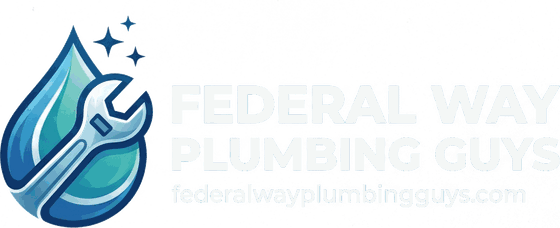 Federal Way Plumbing Guys footer wordmark with the federalwayplumbingguys.com web address, shown on the home page for plumbing across Federal Way
